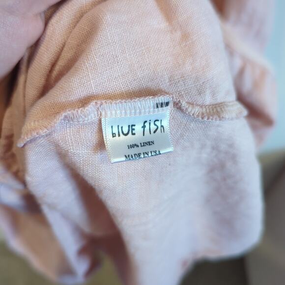 Blue Fish Pink 100% Linen Cocoon Le Jardin Dress in Vintage Petal Dress One Size - Picture 5 of 6